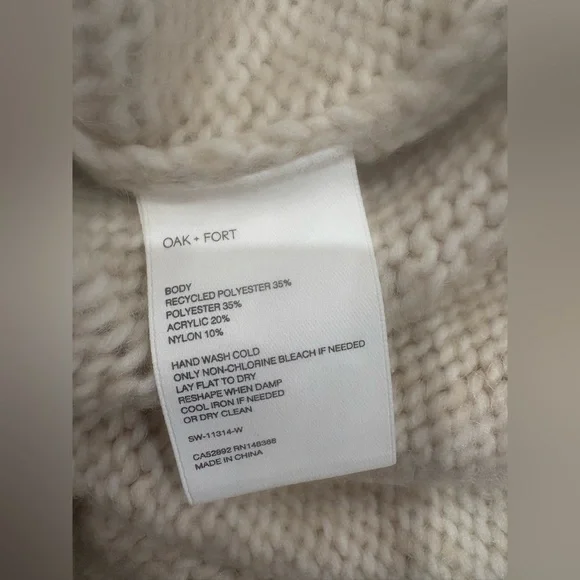 78$ NWT OAK+FORT Lace-Up Distressed Sweater | Relaxed Fit | NWT | Size S-M - Picture 14 of 15